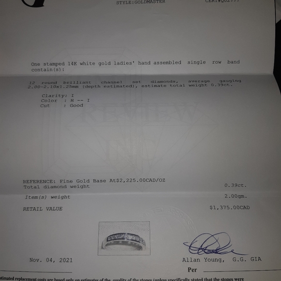 14KT Diamond Ring 12 channel set diamonds 0.39ct - Picture 6 of 6